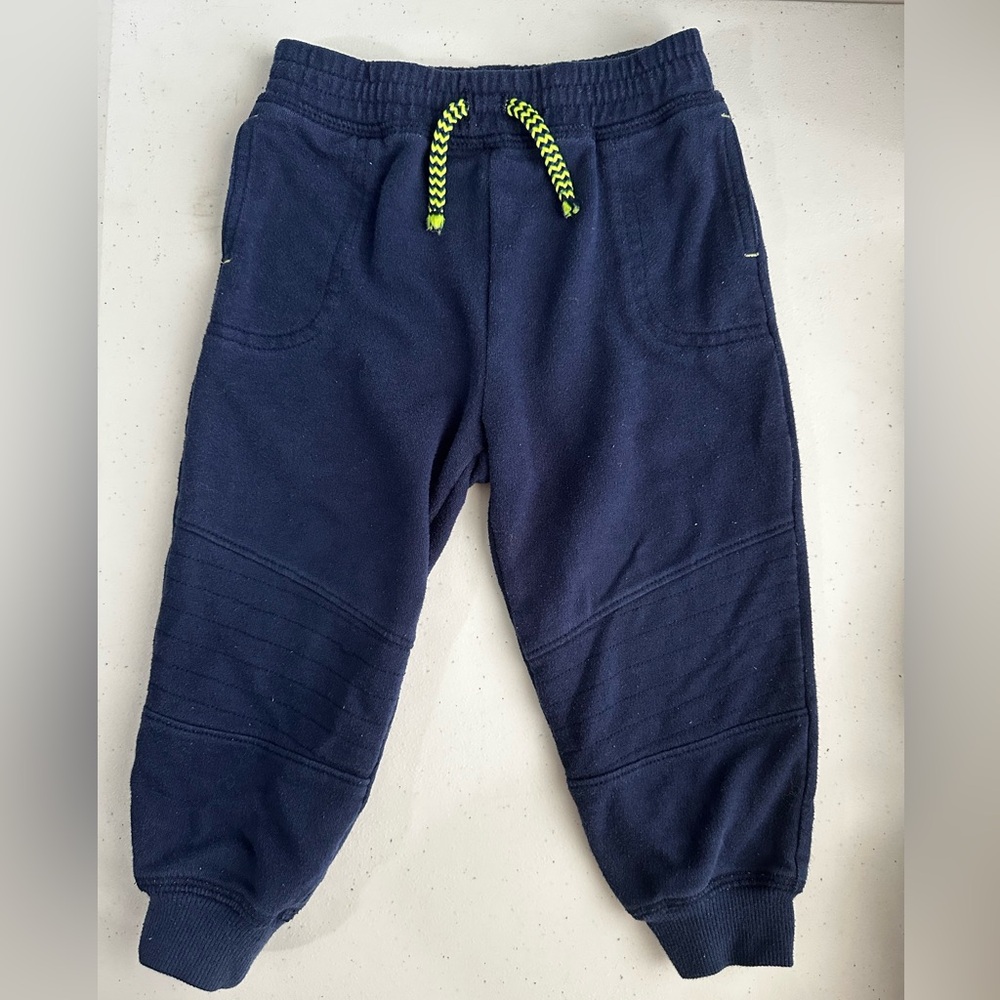 Calvin Klein 18M Navy Blue Kids Joggers with Yellow Accents